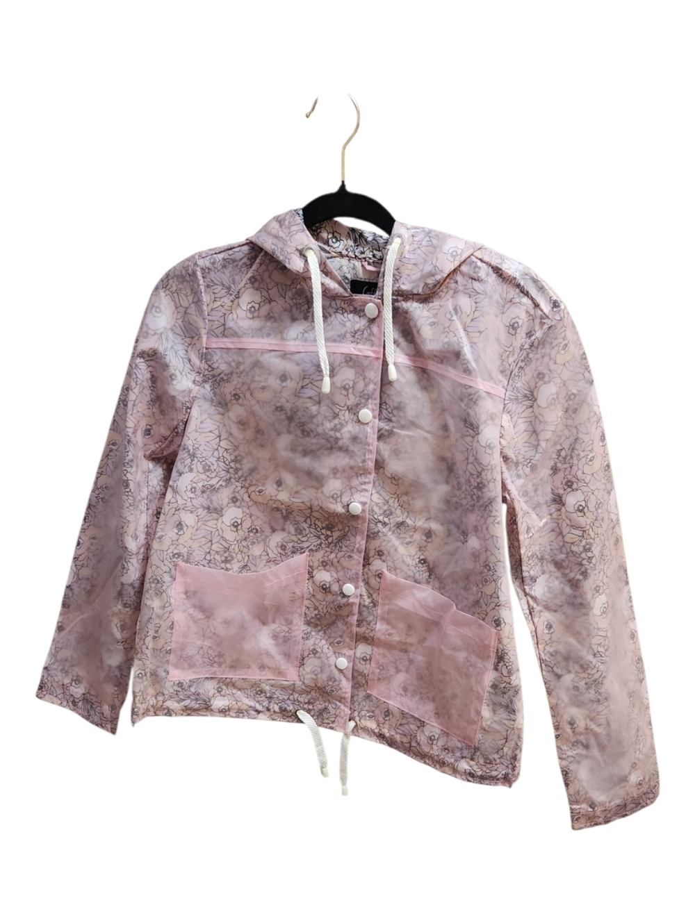 NWT Coffee Shop New York Women’s Pink Floral Hooded Rain Jacket